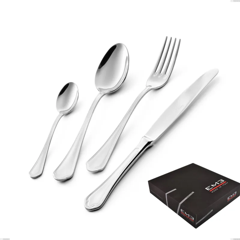 Set di posate 75 pezzi Domus in confezione regalo, inox 18.10 (AISI304), spessore 3.0 mm Eme Posaterie Compra Online