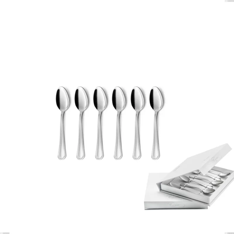 Confezione a libro 6 pezzi cucchiaino moka Domus, inox 18.10 (AISI304), spessore 3.0 mm Eme Posaterie Promo Stagionale