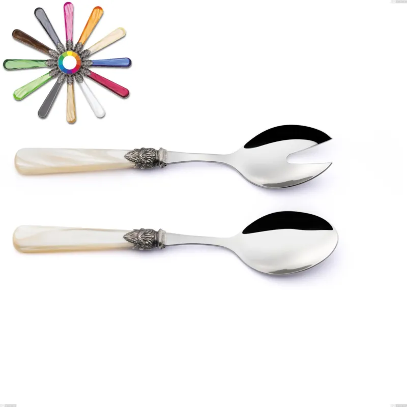 Coppia insalata Napoleon Perlato, (acciaio 18.10 aisi304), Lunghezza 236 mm manici in metacrilato Eme Posaterie marrone perlato 1124 Compra Adesso