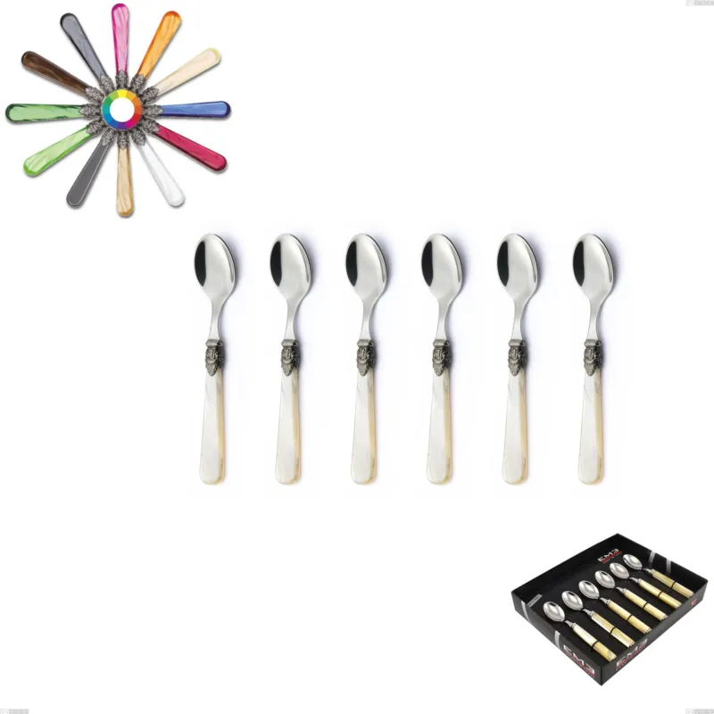 Offerta Lampo Confezione vetrina 6 pezzi cucchiaino moka Napoleon Perlato, (acciaio 18.10 aisi304), manici in metacrilato Eme Posaterie marrone perlato 1124
