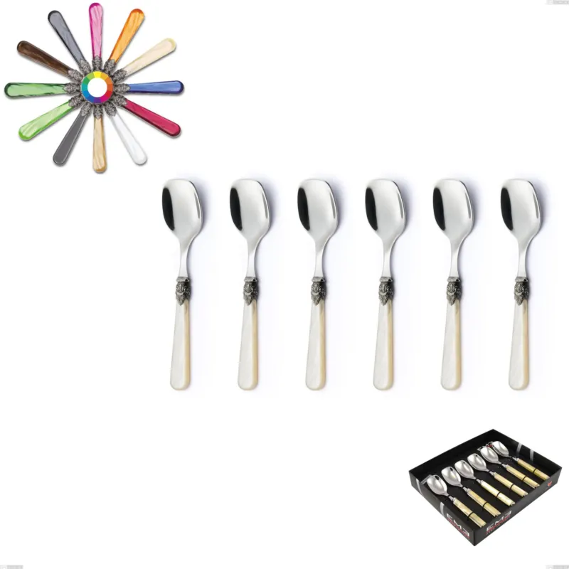 Offerta Confezione vetrina 6 pezzi cucchiaino gelato Napoleon Perlato, (acciaio 18.10 aisi304), manici in metacrilato Eme Posaterie marrone perlato 1124