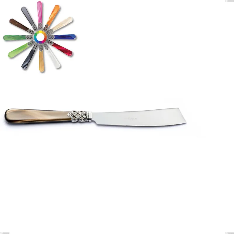 Coltello torta Ginevra, (acciaio 18.10 aisi304), Lunghezza 231 mm manico in nylon Eme Posaterie marrone perlato 1124 Reso Gratuito