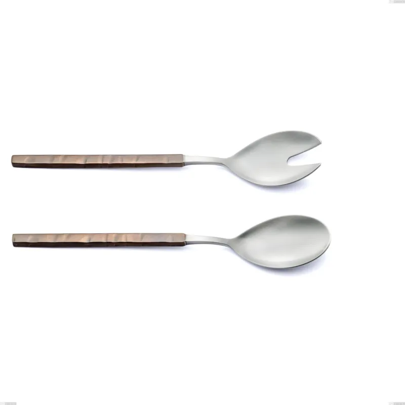 Scelto Dai Clienti Coppia insalata Zeus Fire, acciaio forgiato 18/10 (AISI 304) - lunghezza 240 mm, manicatura martellata e brunita Eme Posaterie