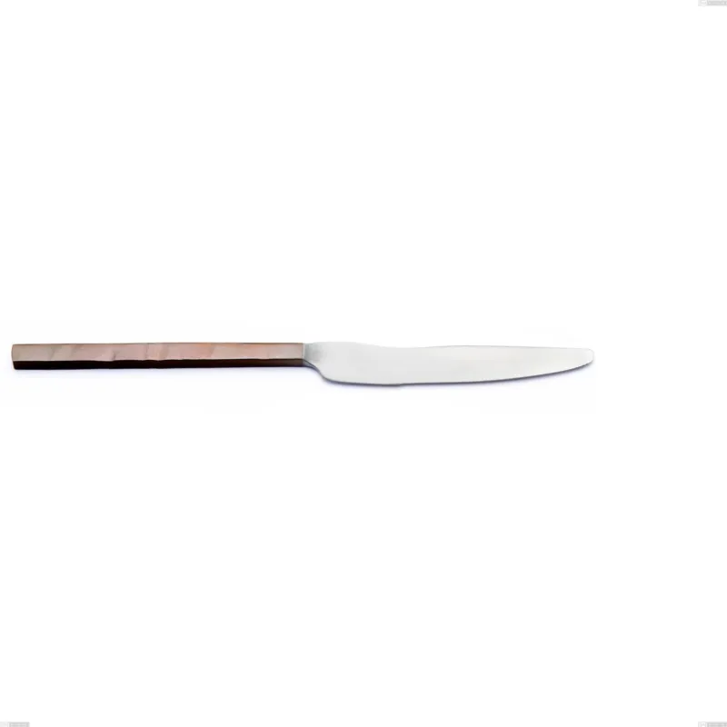 Ultimissimo Modello Coltello tavola Zeus Fire, acciaio forgiato 18/10 (AISI 304), Lunghezza 238 mm manicatura martellata brunita Eme Posaterie