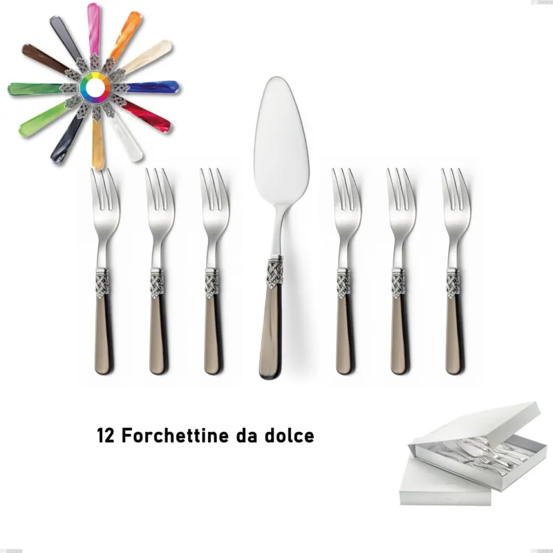 Offerta Del Giorno Confezione a libro 13 pezzi dolce Ginevra, (acciaio 18.10 aisi304), manico in metacrilato Eme Posaterie marrone perlato 1124