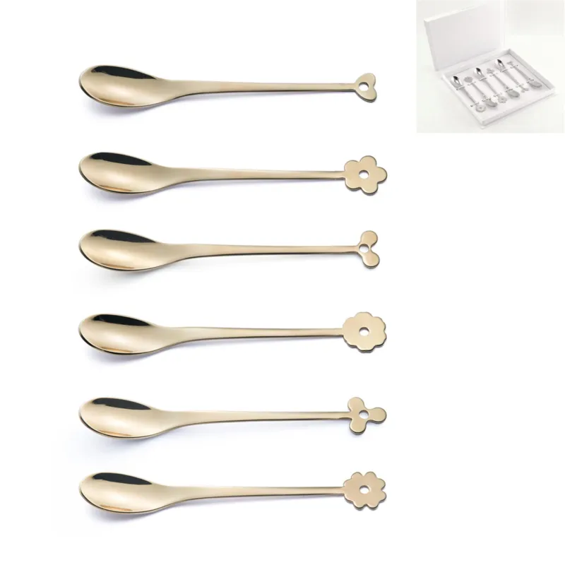 Cucchiaini Espresso e Moka CADEAU in acciaio 18.10 AISI430 112 mm set 6 pezzi ROSE‘ lucido in confezione a Libro Eme Posaterie Spedizione Espresso