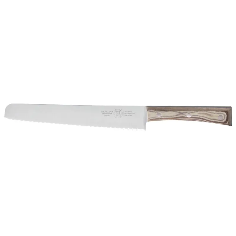 Promozione coltello pane cm 23, colore nocciola, manico in paperstone Coltelleria Valgobbia