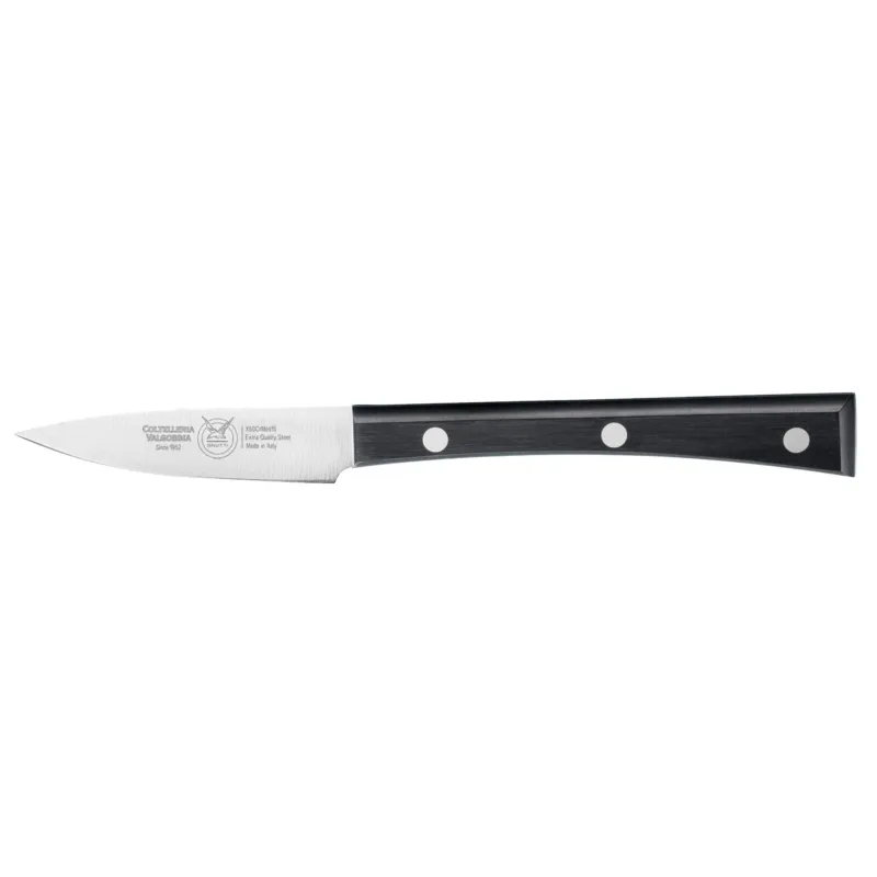 Promo Stagionale coltello cucina cm 8, colore nero, manico in resina acetalica nera Coltelleria Valgobbia
