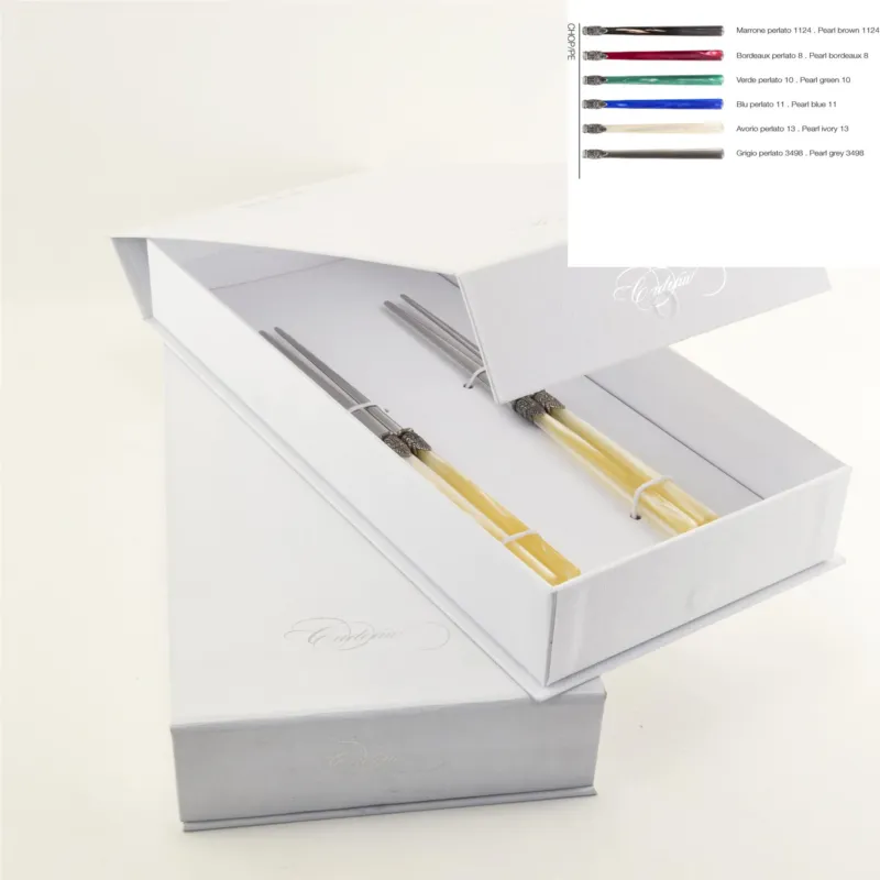 Confezione a libro 2 Coppie di bacchette chopstick per cucina asiatica 220 mm vari colori Eme Posaterie marrone perlato 1124 Offerta Limitata