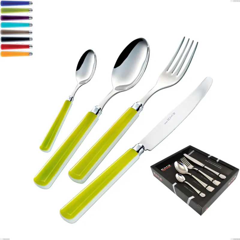 Prezzo Ridotto Set Posate Colorate CANDY 24 Pezzi in acciaio 18/10 (AISI304)in confezione Vetrina Eme Posaterie viola 2623