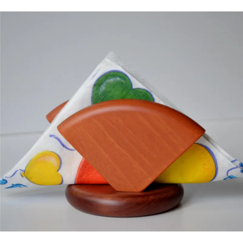 Portatovaglioli in legno di tiglio VELA 10xh9,5 cm realizzato a Bergamo Italia a mano colore mogano paprika Manzoni Pietro Quantità Limitata
