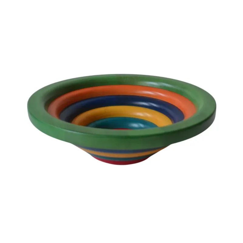 Occasione Imperdibile Centrotavola Fruttiera, Insalatiera ARENA Ø 34xh 11,5 cm con legno massello di tiglio , ogni anello lavorato e tornito singolarmente a mano multicolor Manzoni Pietro