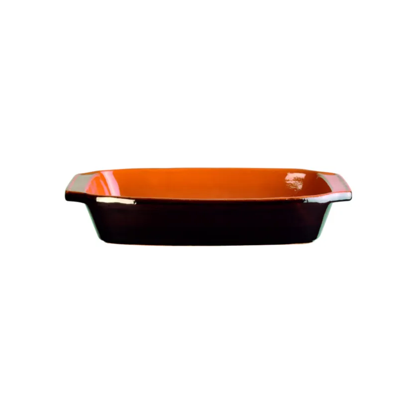 Teglia rettangolare, pirofila in Terracotta Smaltata 15x11xh5,0 cm - lt 0,5 peso 1,0 kg No Piombo no Cadmio linea Terra Colore marrone Vulcania Ceramiche Offerta
