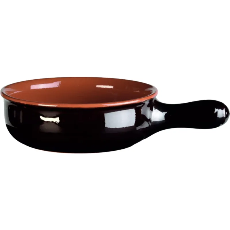 Quantità Limitata Casseruola un manico in Terracotta Smaltata Ø32xh9,7 cm - lt 6 peso 3,2 kg No Piombo no Cadmio linea Terra Colore marrone Vulcania Ceramiche