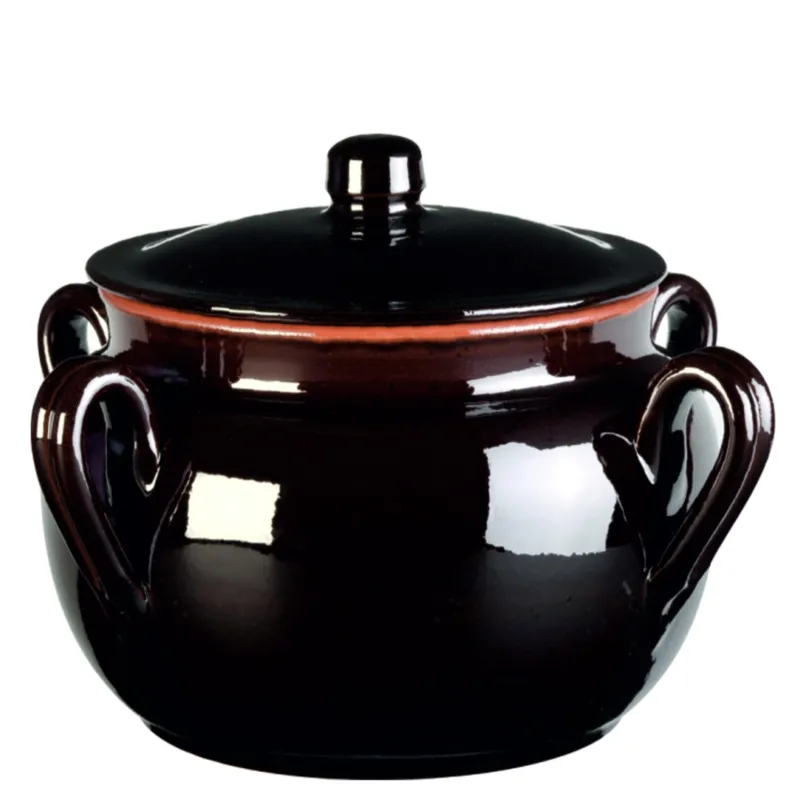 Prezzo Conveniente Fagioliera in Terracotta Smaltata con coperchio Ø25xh16,5 cm - lt 3,5 peso 2,6 kg No Piombo no Cadmio linea terra Colore marrone Vulcania Ceramiche