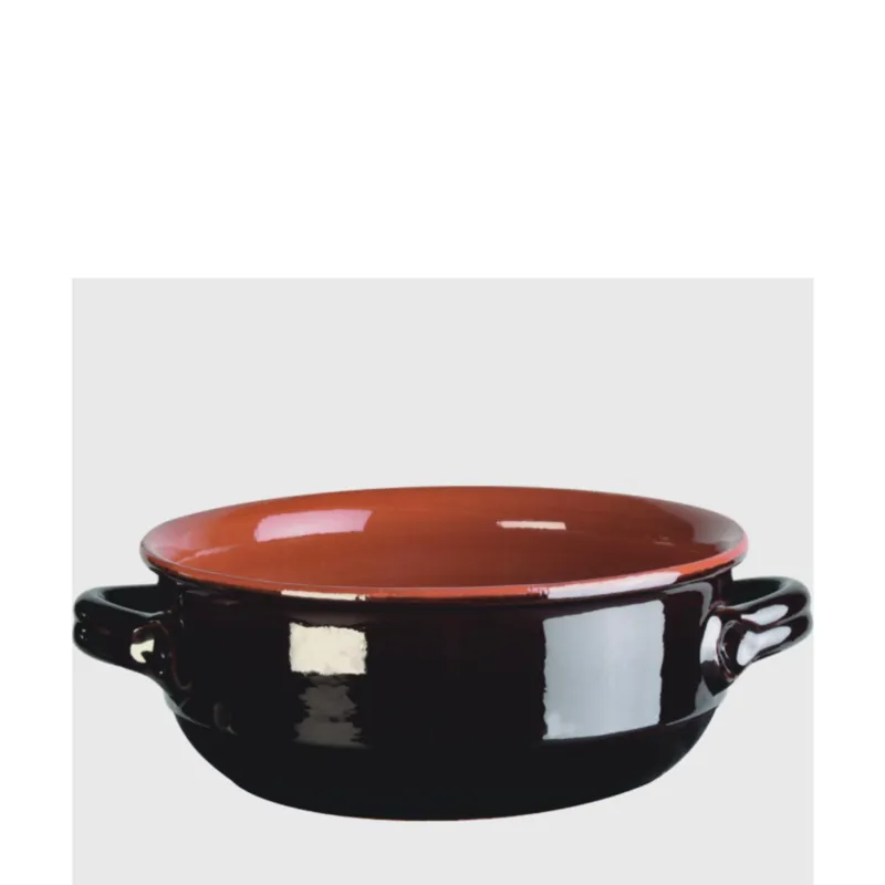 Tegame in Terracotta Smaltata Ø28xh11,4 cm - lt 2,8 peso 2,8 kg No Piombo no Cadmio Linea Terra Colore Marrone Vulcania Ceramiche Prezzo Basso