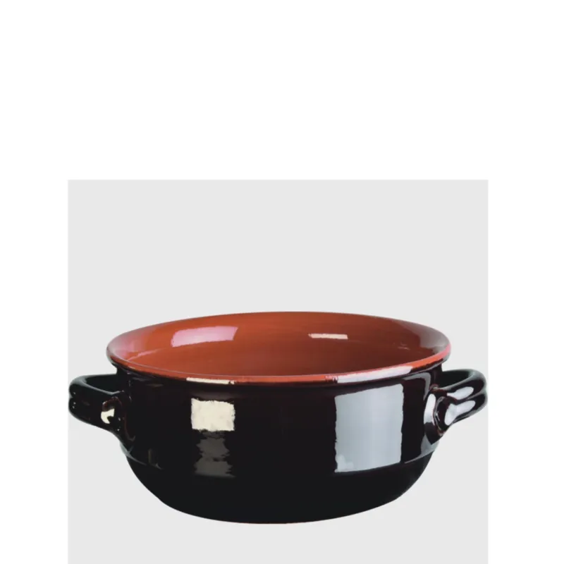Novità Tegame in Terracotta Smaltata Ø14xh 6,4 cm - lt 0,6 peso 0,6 kg No Piombo no Cadmio linea terra Colore marrone Vulcania Ceramiche
