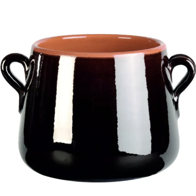 Consegna Rapida Marmitta in Terracotta Smaltata Ø26xh22 cm - lt 10 peso 4,1 kg No Piombo no Cadmio linea Terra colore marrone Vulcania Ceramiche