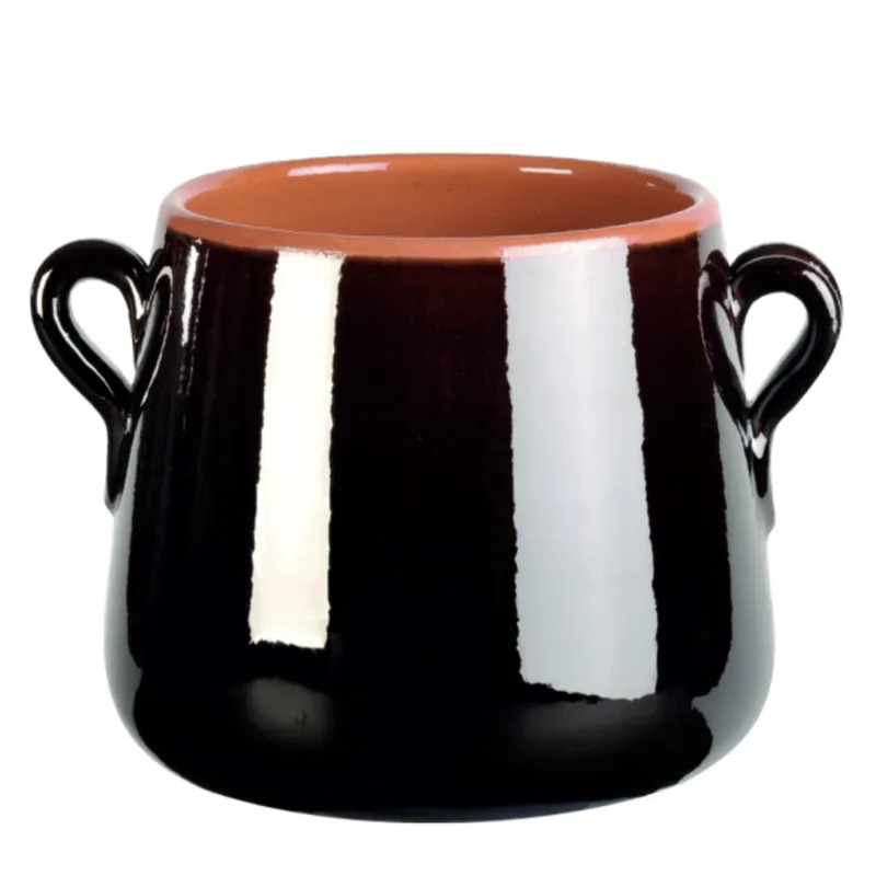 Marmitta in Terracotta Smaltata Ø22xh21,6 cm - lt 7,3 peso 3,1 kg No Piombo no Cadmio linea Terra colore marrone Vulcania Ceramiche Super Prezzo