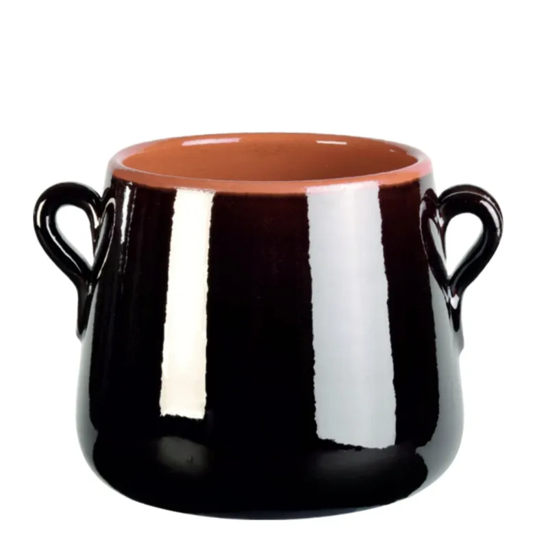 Marmitta in Terracotta Smaltata Ø14xh13,7 cm - lt 2,0 peso 1,1 kg No Piombo no Cadmio Linea Terra Colore marrone Vulcania Ceramiche Offerta Lampo