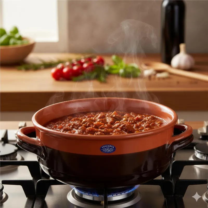 Tegame in Terracotta Smaltata Ø24xh10,2 cm - lt 3,1 peso 1,6 kg No Piombo no Cadmio Linea Crete colore marrone Vulcania Ceramiche Direttamente Dal Produttore
