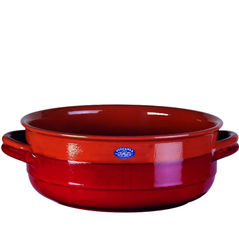 Tegame in Terracotta Smaltata Ø32xh12,0 cm - lt 7,4 peso 3,2 kg No Piombo no Cadmio Linea Alfa Colore rosso Vulcania Ceramiche Spedizione Espresso