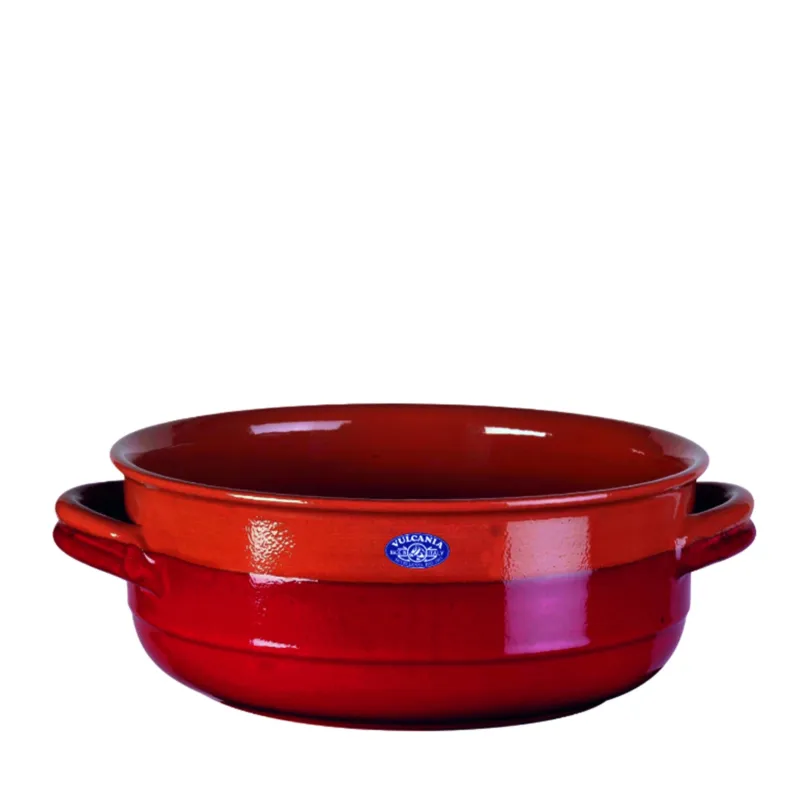 Tegame in Terracotta Smaltata Ø24xh10,2 cm - lt 3,1 peso 1,6 kg No Piombo no Cadmio Linea Alfa colore rosso Vulcania Ceramiche Prezzo Scontato
