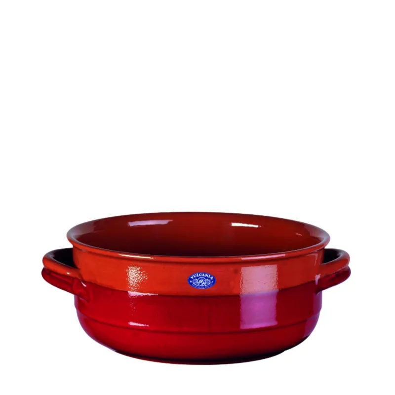 Tegame in Terracotta Smaltata Ø18xh7,7 cm - lt 1,2 peso 0,9 kg No Piombo no Cadmio linea Alfa Colore rosso Vulcania Ceramiche Di Tendenza