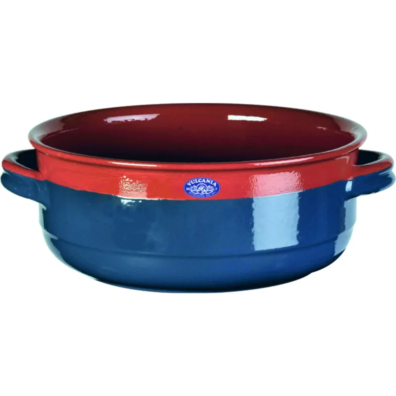 Prezzo Conveniente Tegame in Terracotta Smaltata Ø28xh11,4 cm - lt 2,8 peso 2,8 kg No Piombo no Cadmio Colore blu cobalto Vulcania Ceramiche