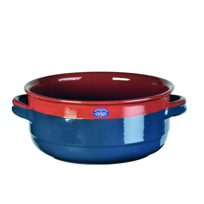 Tegame in Terracotta Smaltata Ø20xh8 cm - lt 1,9 peso 1,1 kg No Piombo no Cadmio Colore blu cobalto Vulcania Ceramiche Prezzo Conveniente