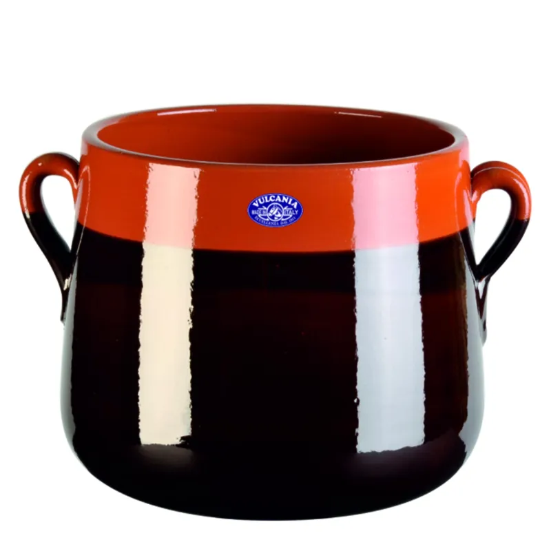 Sconto Marmitta in Terracotta Smaltata Ø20xh19,8 cm - lt 5,7 peso 2,3 kg No Piombo no Cadmio Colore Crete Vulcania Ceramiche