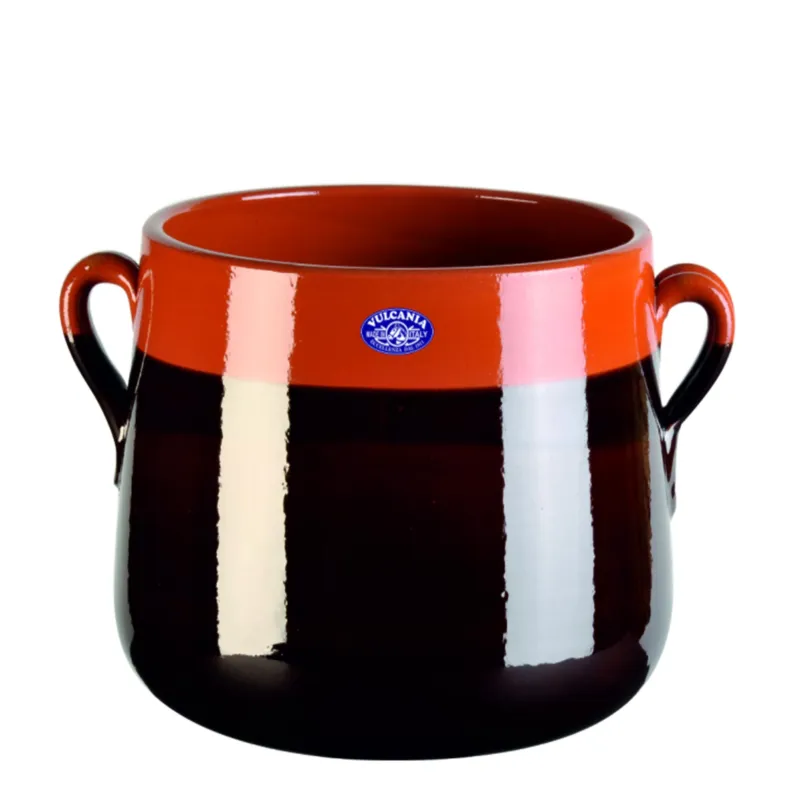 Marmitta in Terracotta Smaltata Ø18xh17,6 cm - lt 4,5 peso 2,3 kg No Piombo no Cadmio Colore Crete Vulcania Ceramiche Prezzo Ridotto