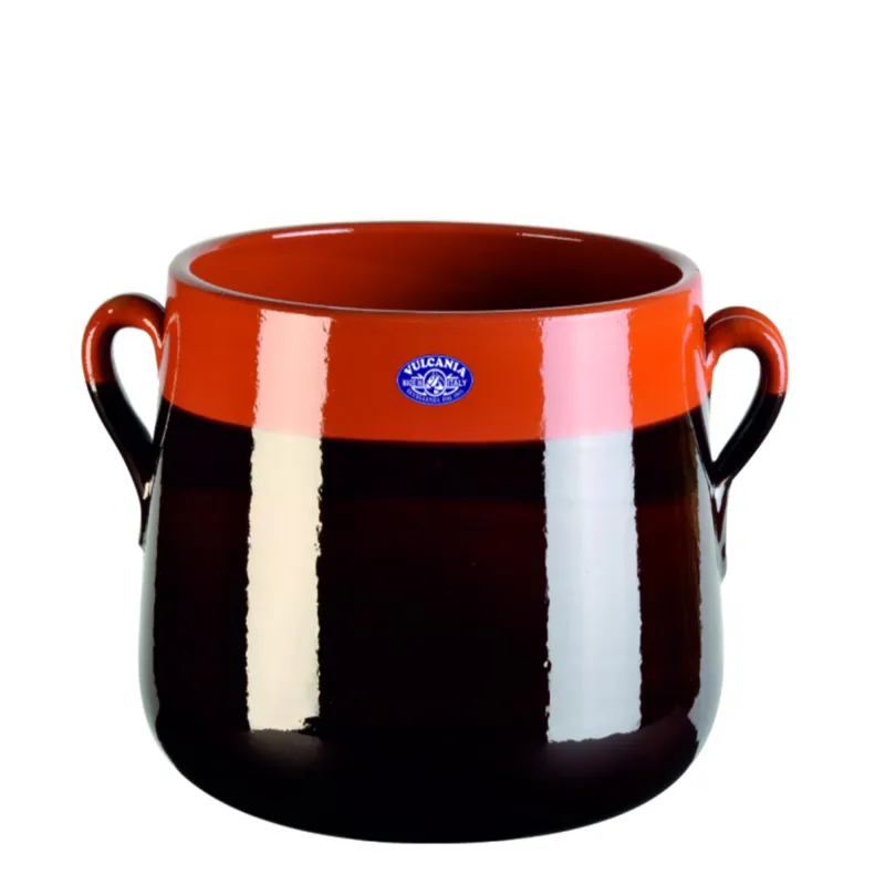 Marmitta in Terracotta Smaltata Ø16xh17,6 cm - lt 2,7 peso 1,6 kg No Piombo no Cadmio Colore Crete Vulcania Ceramiche Novità