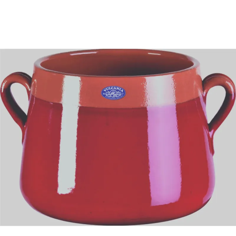 Occasione Marmitta in Terracotta Smaltata Ø24xh22 cm - lt 8,4 peso 4 kg No Piombo no Cadmio Colore rosso Vulcania Ceramiche