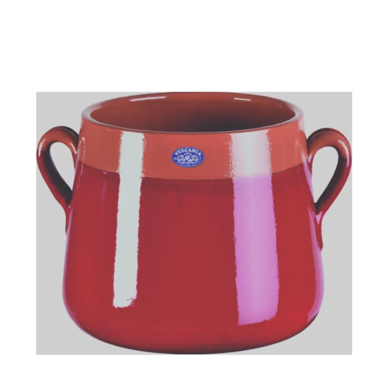Più Venduto Marmitta in Terracotta Smaltata Ø16xh17,6 cm - lt 2,7 peso 1,6 kg No Piombo no Cadmio Colore rosso Vulcania Ceramiche