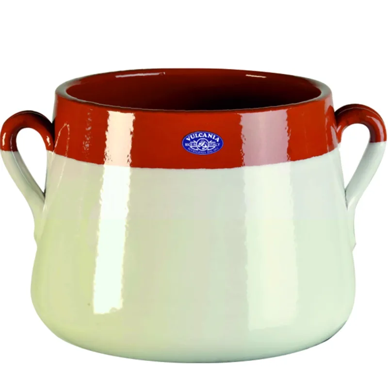 Nuova Collezione Marmitta in Terracotta Smaltata Ø24xh22 cm - lt 8,4 peso 4 kg No Piombo no Cadmio Colore Avorio Vulcania Ceramiche