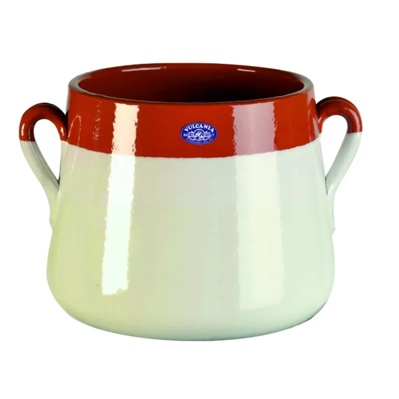 Marmitta in Terracotta Smaltata Ø18xh17,6 cm - lt 4,5 peso 2,3 kg No Piombo no Cadmio Colore avorio Vulcania Ceramiche Offerta Speciale