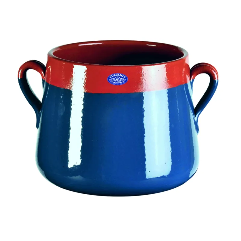 Promozione Marmitta in Terracotta Smaltata Ø16xh17,6 cm - lt 2,7 peso 1,6 kg No Piombo no Cadmio Colore blu cobalto Vulcania Ceramiche