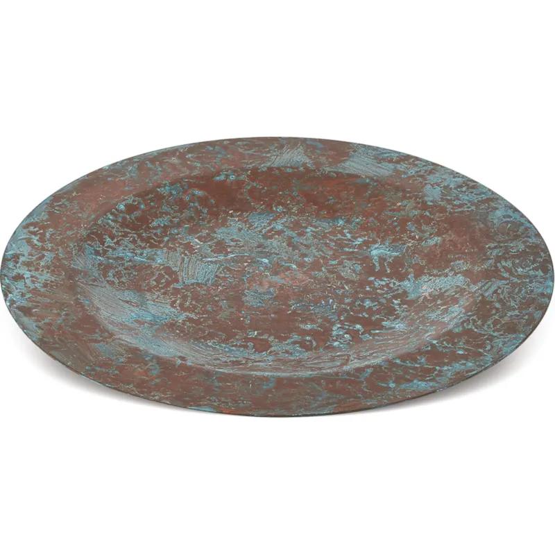 Sottopiatto in rame lucido martellato con bordo finale Ø 31 cm realizzato a mano In Italia finitura Verde Pompei CuArtigiana Offerta