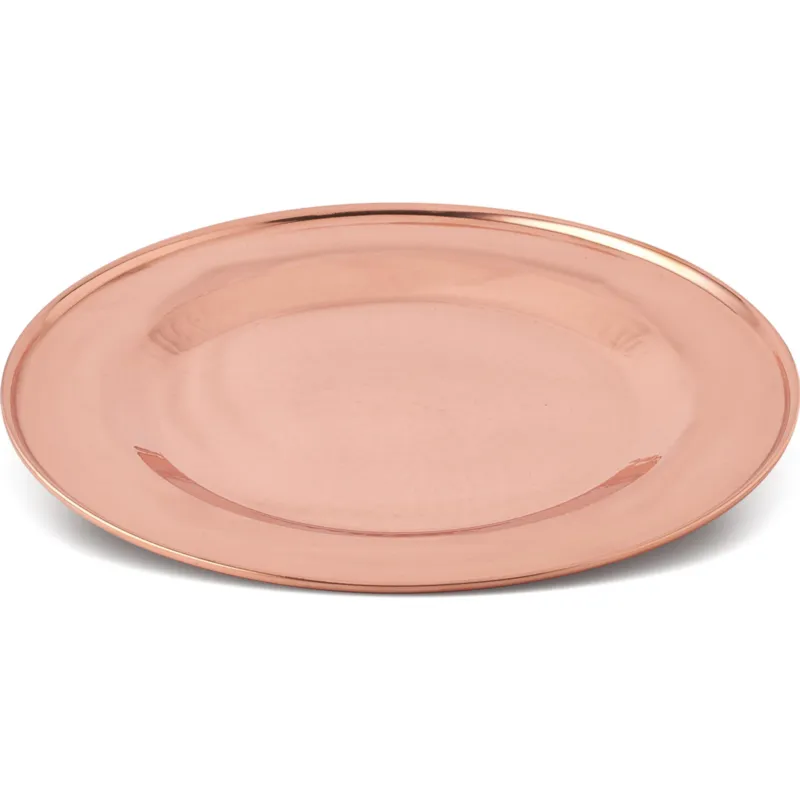 Sottopiatto in rame lucido martellato con bordo finale Ø 31 cm realizzato a mano In Italia CuArtigiana Esclusivo