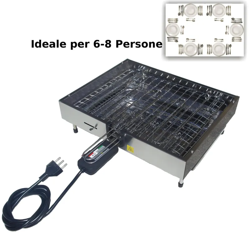 Bistecchiera elettrica LUSSO con bordo tagliato al laser e resistenza 41x48x13 cm -2200W 220V, finitura inox satinato Stella Promo Stagionale