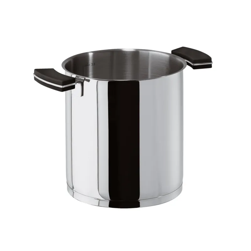 Bestseller Pentola Alta due Maniglie in Silicone O‘Clock GREY Ø24xh20 cm - 8,50 lt -2,37 kg. fondo termo diffusore, corpo in acciaio inox lucidato a specchio Sambonet