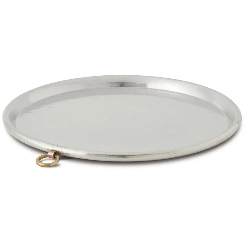 Offerta Limitata Teglia Per Farinata diametro diametro 60 xh2,5 cm peso 5,1 kg in rame martellato a Mano, per essere adatta ai forni a legna il fondo è più spesso Linea Traditional CuArtigiana
