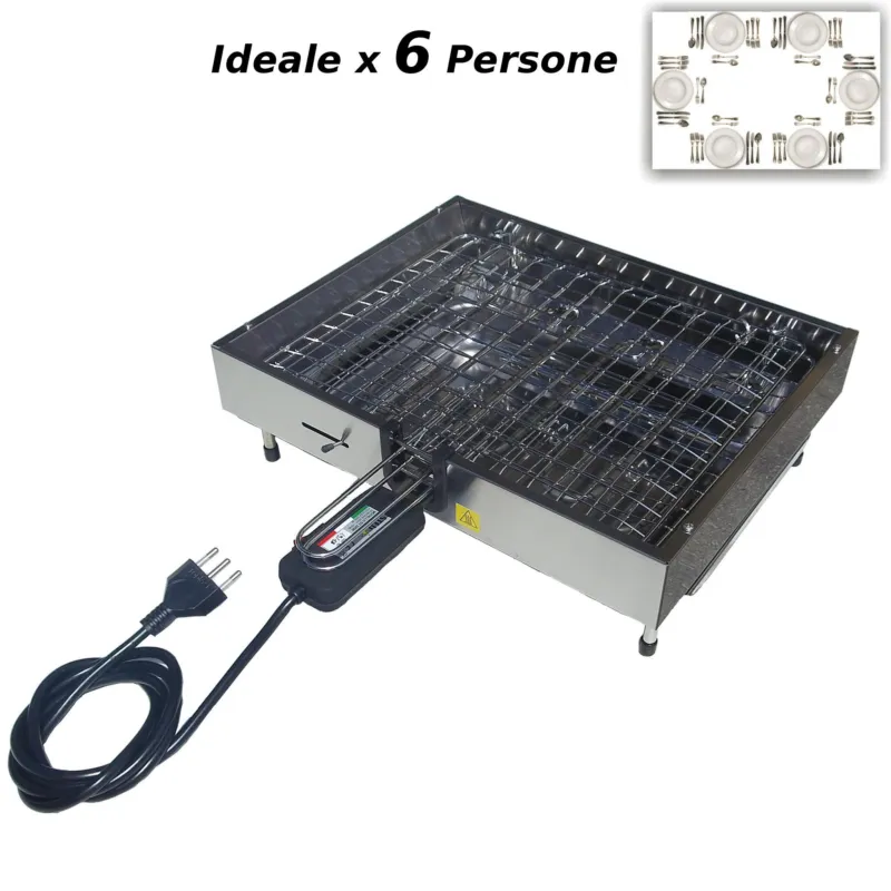 Di Tendenza Bistecchiera elettrica LUSSO con bordo e resistenza 41x48x13 cm -2200W 220V Stella