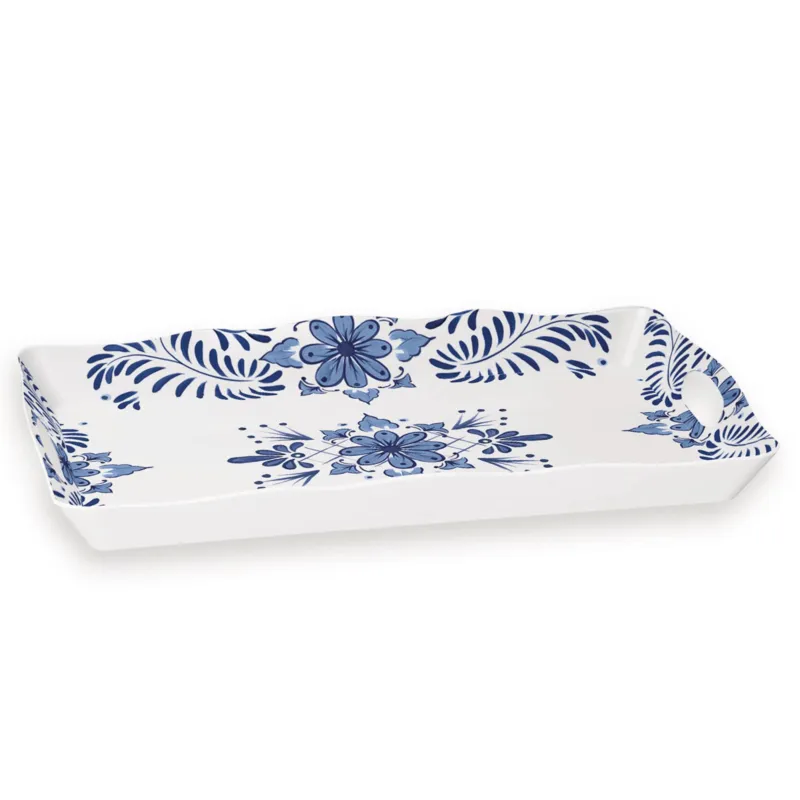 Esclusivo Vassoio rettangolare con maniglie Santorini 50x37xh6,5 cm certificato per l‘uso alimentare Touch-Mel