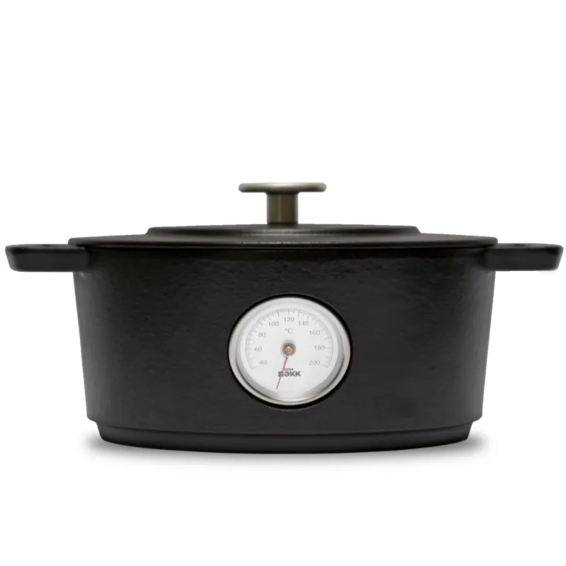 Casseruola Ovale in ghisa con termometro e coperchio Ø 28 cm Combekk colore nero Combekk Prezzo Di Fabbrica