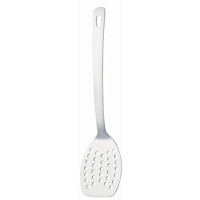 Esclusivo Pala Fritto a servire in acciaio 18/CMINI FLY MESTOLI 33 cm NICHEL FREE Con manico forato Eme Posaterie