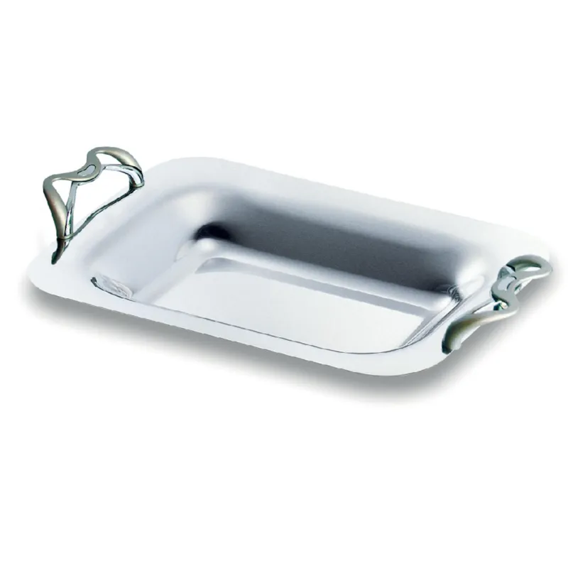 Pagamento Sicuro Cestino Rettangolare pane, dolci con manici 28 cm Linea ALEX EME in acciaio inox Lucido maniglie cromo Eme Posaterie