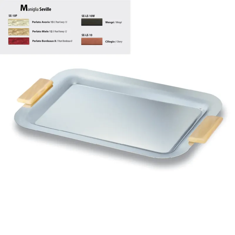 Scelto Dai Clienti Vassoio rettangolare inox lucido Seville 43x30 cm - senza manici, con manici colorati Eme Posaterie Avorio Perlato 13 EME