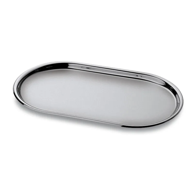 Occasione Vassoio Ovale Piano Convivio Ø 42 cm con bordo in acciaio inox Lucido interno sabbiato Eme Posaterie